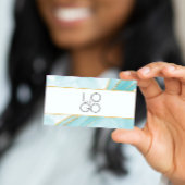 ELEGANT Blauwgroen marmer UW QR-CODE-Visitekaartje Visitekaartje