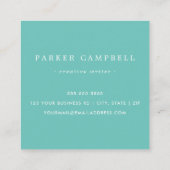 Elegant blauwgroen minimalistisch grensberoep vierkante visitekaartje (Achterkant)