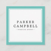 Elegant blauwgroen minimalistisch grensberoep vierkante visitekaartje (Voorkant)