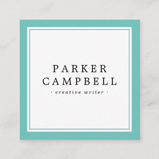 Elegant blauwgroen minimalistisch grensberoep vierkante visitekaartje (Voorkant)