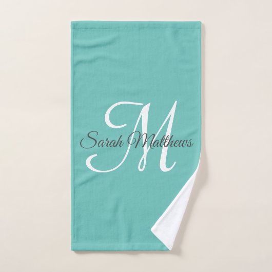 Elegant Blauwgroen monogram Initiaal Dekdoekset Bad Handdoek (Handdoek)