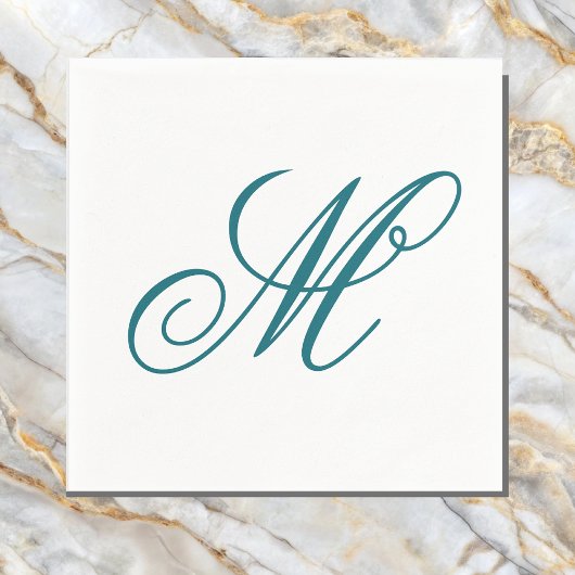 Elegant Blauwgroen monogram Initiaal Servet
