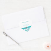 Elegant Blauwgroen Monogram sparen de Datum Wedden Hart Sticker (Envelop)