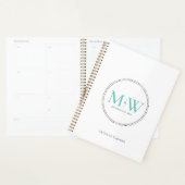 Elegant Blauwgroen Monogram Weddenschap Planner (Display)
