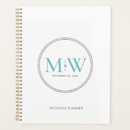 Elegant Blauwgroen Monogram Weddenschap Planner