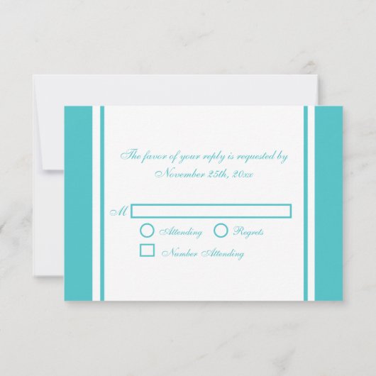 Elegant Blauwgroen Monogram Weddenschap RSVP-kaart RSVP Kaartje (Achterkant)