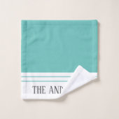 Elegant Blauwgroen Monogramed Name Bath Towel Set Bad Handdoek (Wasdoekje)
