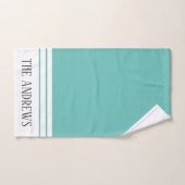 Elegant Blauwgroen Monogramed Name Bath Towel Set Bad Handdoek (Handdoek)