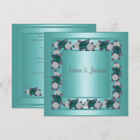 ELEGANT BLAUWGROEN MULTI ROOS WEDDING INVITATION KAART (Voorkant / Achterkant)