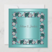 ELEGANT BLAUWGROEN MULTI ROOS WEDDING INVITATION KAART (Voorkant)