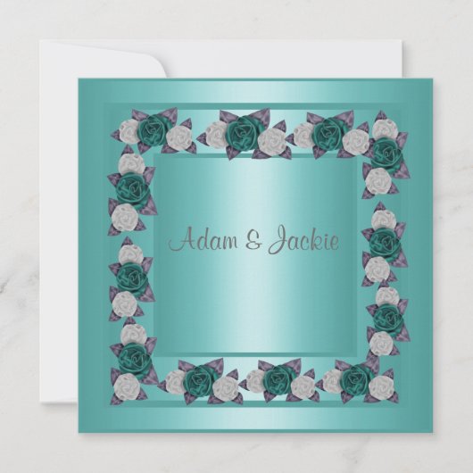 ELEGANT BLAUWGROEN MULTI ROOS WEDDING INVITATION KAART (Voorkant)