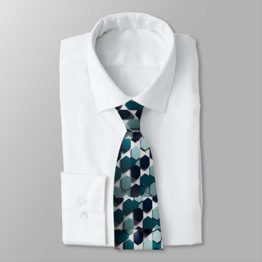 Elegant Blauwgroen, Navy en wit Stropdas (Gebonden)