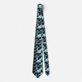 Elegant Blauwgroen, Navy en wit Stropdas (Voorkant)