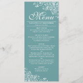 Elegant Blauwgroen of Donker Aqua & Wit Curls Brui Menu (Voorkant)