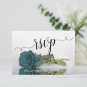 Elegant Blauwgroen of Turquoise Reflecterend Roos RSVP Kaartje (Staand voorkant)