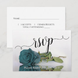 Elegant Blauwgroen of Turquoise Reflecterend Roos  RSVP Kaartje