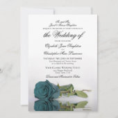 Elegant Blauwgroen of Turquoise Roos Formal Weddin Kaart (Voorkant)