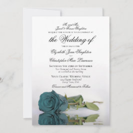 Elegant Blauwgroen of Turquoise Roos Formal Weddin Kaart