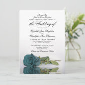 Elegant Blauwgroen of Turquoise Roos Formal Weddin Kaart (Staand voorkant)