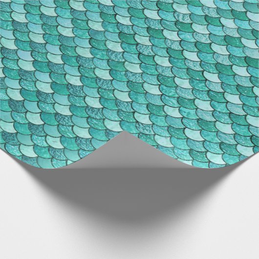 Elegant Blauwgroen Ombre Glitter Mermaid Scales Cadeaupapier (Hoek)