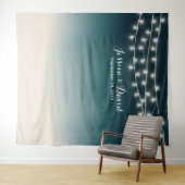 Elegant Blauwgroen Ombre String Lights Wedding Bac Wandkleed (In Situ (horizontaal))