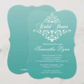 Elegant Blauwgroen Ombre wBridal Shower Uitnodigin Kaart (Voorkant / Achterkant)