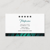 Elegant Blauwgroen Ombre Zebra Lijst Fashionable T Visitekaartje (Achterkant)