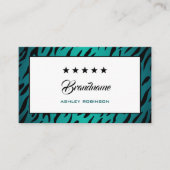 Elegant Blauwgroen Ombre Zebra Lijst Fashionable T Visitekaartje (Voorkant)
