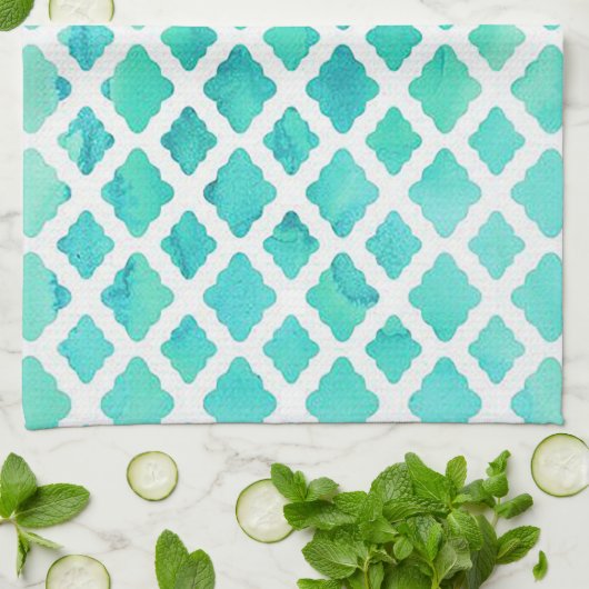 Elegant Blauwgroen ontwerp Theedoek (Gevouwen)