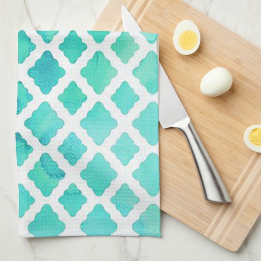 Elegant Blauwgroen ontwerp Theedoek (Quarter Fold)