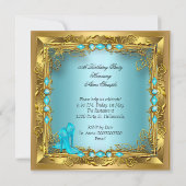 Elegant  Blauwgroen op hoog niveau Gold Birthday P Kaart (Achterkant)