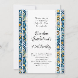 Elegant blauwgroen paisley print Birthday Party Kaart