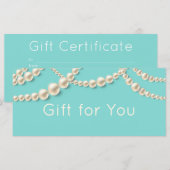 Elegant Blauwgroen & Parel Cadeaubon (Voorkant / Achterkant)