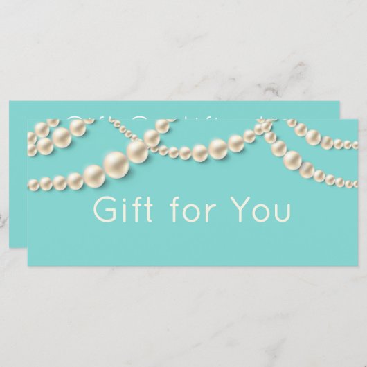 Elegant Blauwgroen & Parel Cadeaubon (Voorkant / Achterkant)