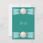 Elegant Blauwgroen Parel Lint Bruiloft Receptie Kaart (Achterkant)