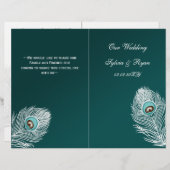 Elegant blauwgroen pauw gevouwen Wedding Programme (Voorkant / Achterkant)