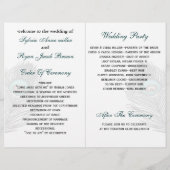 Elegant blauwgroen pauw gevouwen Wedding Programme (Achterkant)