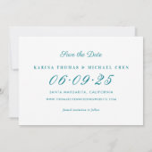 Elegant Blauwgroen Photo Collage Wedding Save The Date (Achterkant)