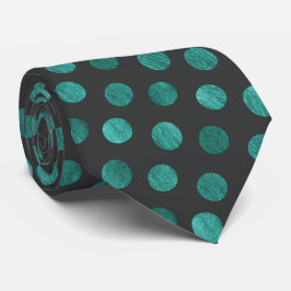Elegant Blauwgroen Polka Dot Personalizeerd Charco Stropdas