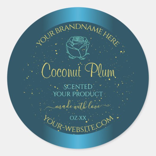 Elegant Blauwgroen Product Labels Gold Soft Glitte (Voorkant)