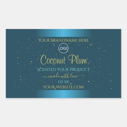 Elegant Blauwgroen Product Labels Gold Soft Glitte (Voorkant)