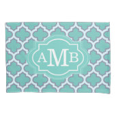 Elegant Blauwgroen Quatrefoil Patroon Aangepast Mo Kussensloop (Voorkant)