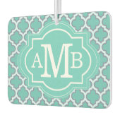Elegant Blauwgroen Quatrefoil Patroon Aangepast Mo Luchtverfrisser (Links)