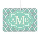 Elegant Blauwgroen Quatrefoil Patroon Aangepast Mo Luchtverfrisser (Voorkant)