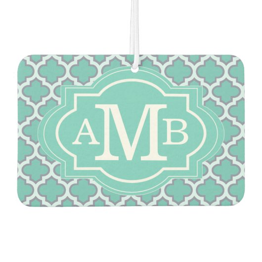 Elegant Blauwgroen Quatrefoil Patroon Aangepast Mo Luchtverfrisser (Voorkant)