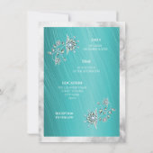 Elegant Blauwgroen Rhinestone en marmer Wedding Kaart (Achterkant)