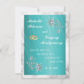 Elegant Blauwgroen Rhinestone en marmer Wedding Kaart (Voorkant)