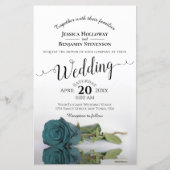 Elegant Blauwgroen Roos BUDGET Weddenschap Uitnodi (Voorkant)