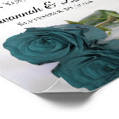 Elegant Blauwgroen Roos Cadeaus & Kaarten Trouwbor Poster (Hoek)