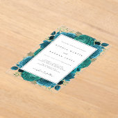 Elegant Blauwgroen Roos Clear Wedding Acryl Uitnodigingen (Laagn)